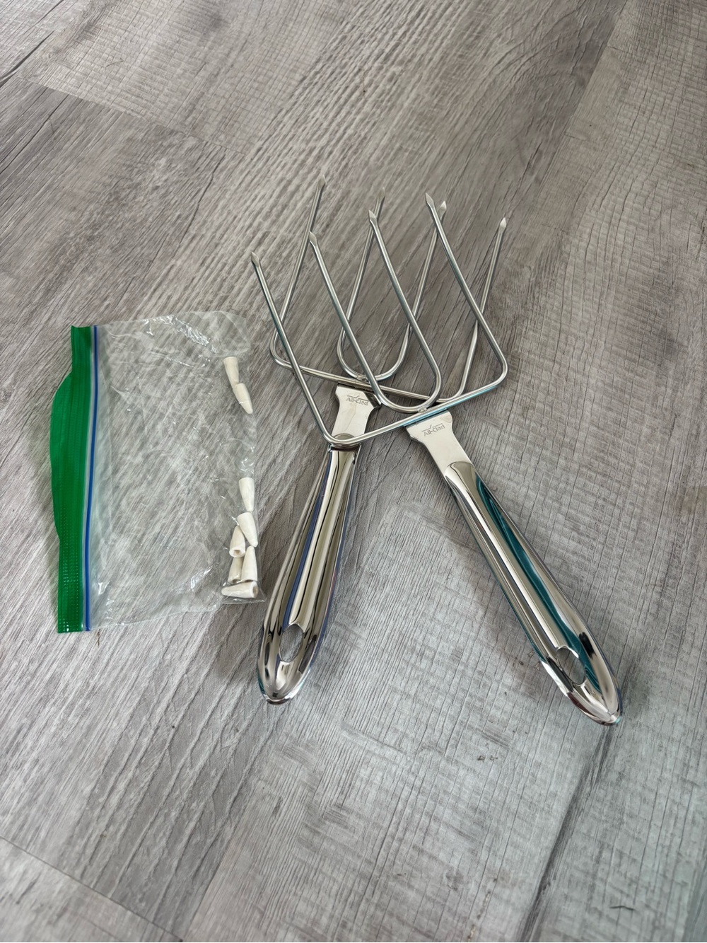 All-Clad Polished Stainless Steel Meat Rakes - Twin Pack, Silver